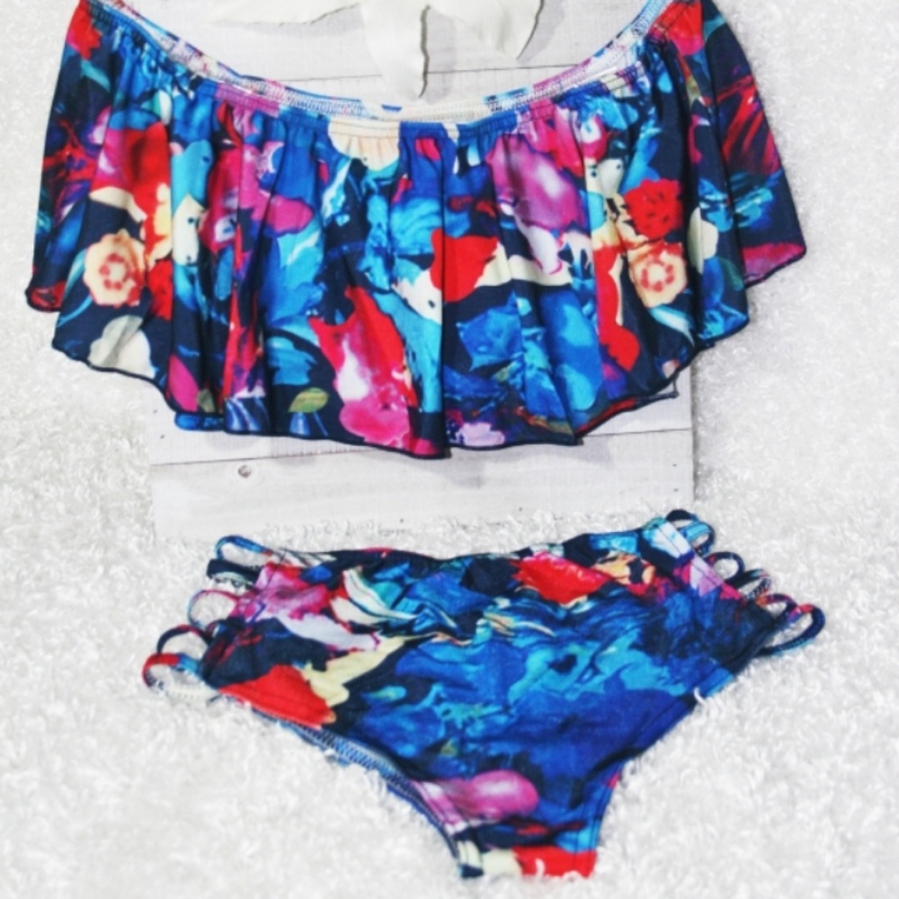 NEW Multi colored two piece swimsuit - Picture 2 of 2